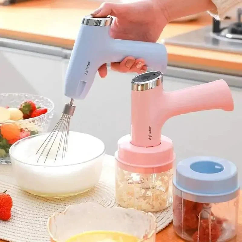 Portable 3-in-1 Electric Chopper, Whisk & Beater – USB Rechargeable Kitchen Gadget
