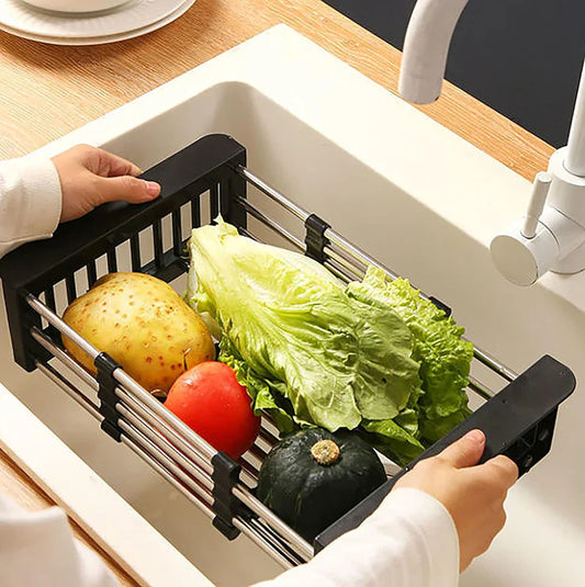 Adjustable Over Sink Dish Drying Rack – Retractable Stainless Steel Drainer