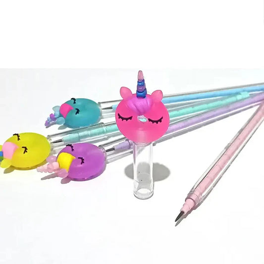 Kids Unicorn Pencil Set with Donut Head & Dice Top – No Sharpening Needed