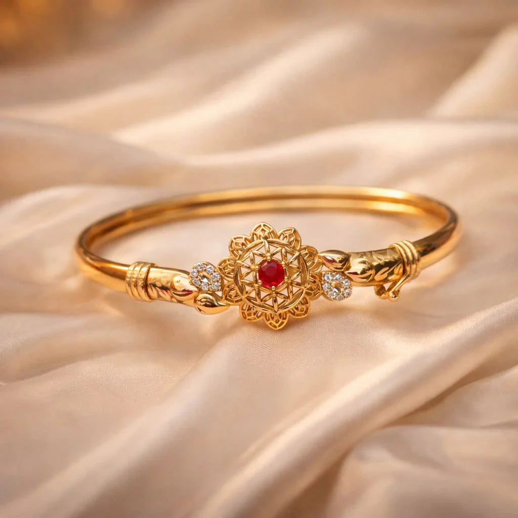 Gold Plated Zircon Kara Bracelet-26 (Maroon)  15 sold in last 15 hours