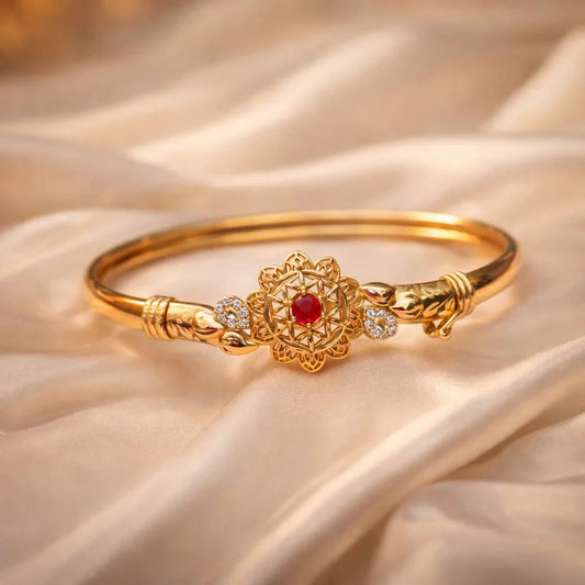 Gold Plated Zircon Kara Bracelet-26 (Maroon)  15 sold in last 15 hours
